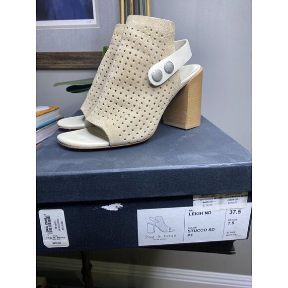 Rag & Bone Leigh Sandal Stucco Suede Womens Size 37.5 - Picture 8 of 14